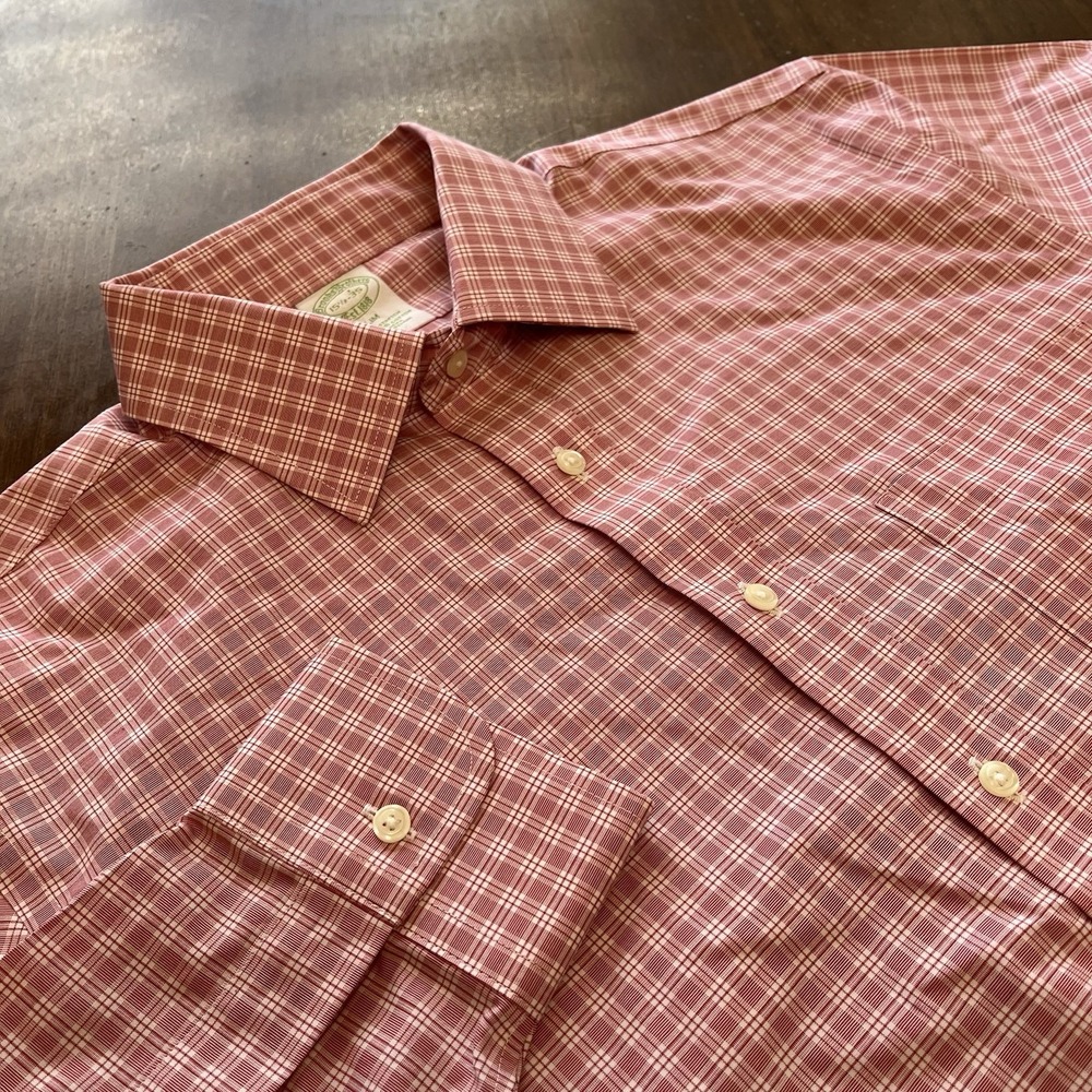 Brooks Brothers 1818 Shirt Mens 15.5 35 Pink Non Iron Stretch Cotton Oxford